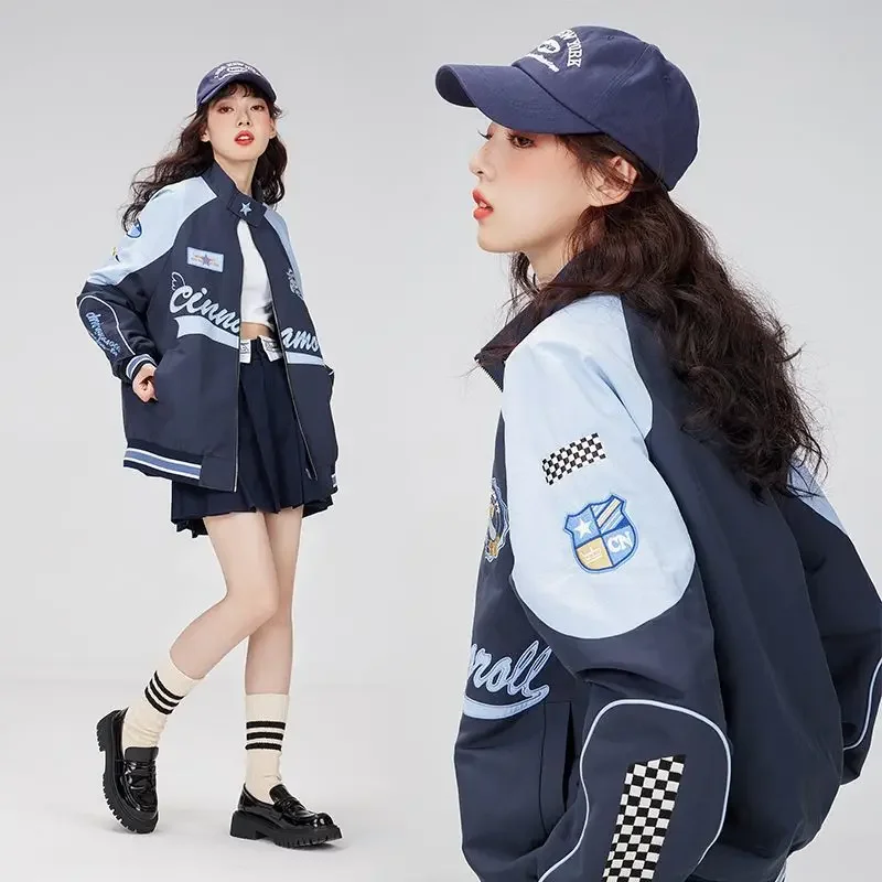 

Sanrio Kuromi Baseball Uniform Biker Punching Female Winter Loose Jacket Warm Windproof Jacket Clothe My Melody Kawaii Gift