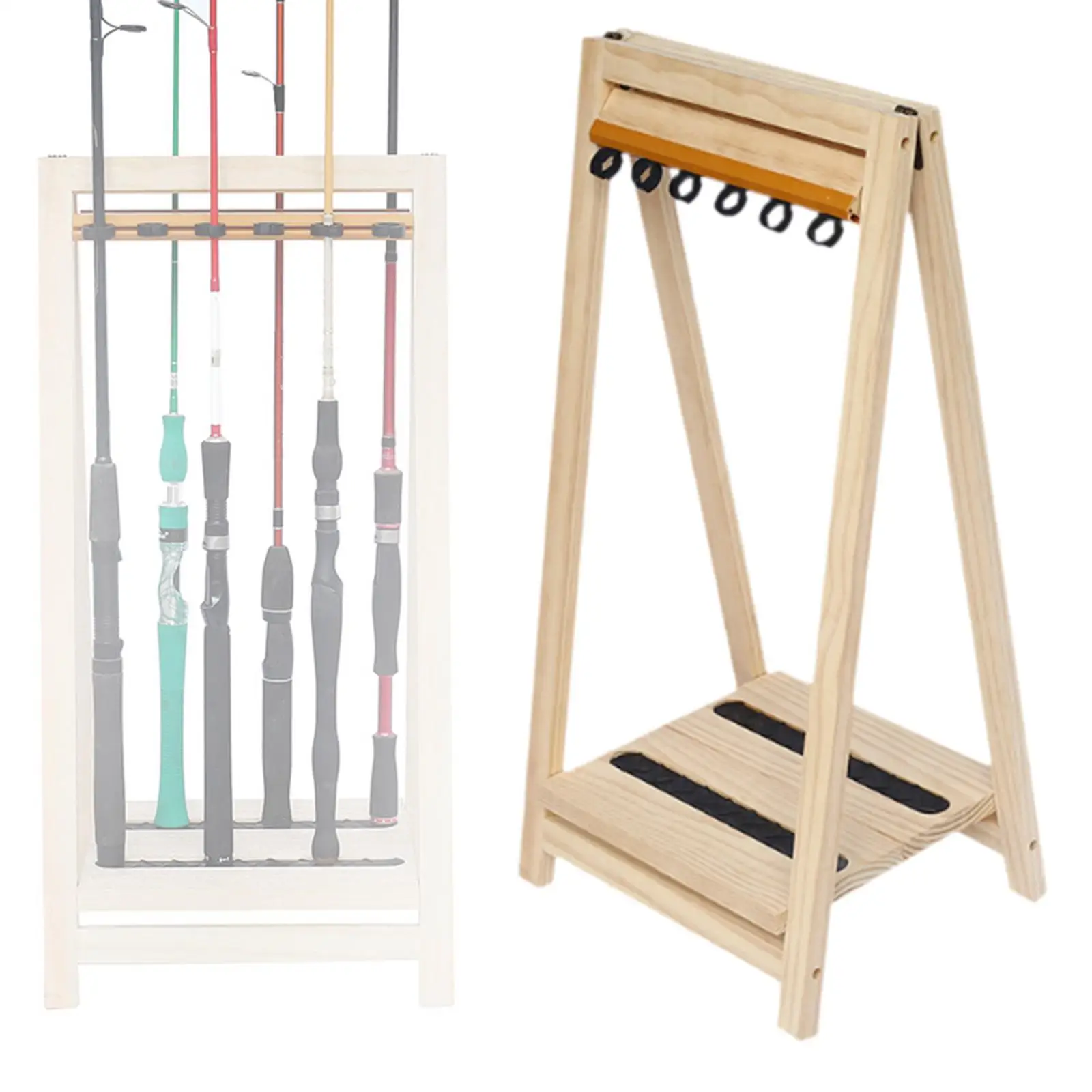 

Fishing Rod Holder Accessory Organizer Wood Fishing Rod Storage Display Rack