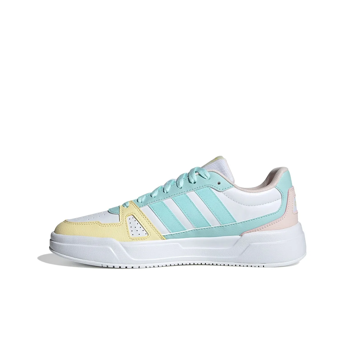 Adidas LITE BALLER Breathable Moisture Wicking Low top Skateboard Shoes Women's White Cyan Yellow Pink JP9797
