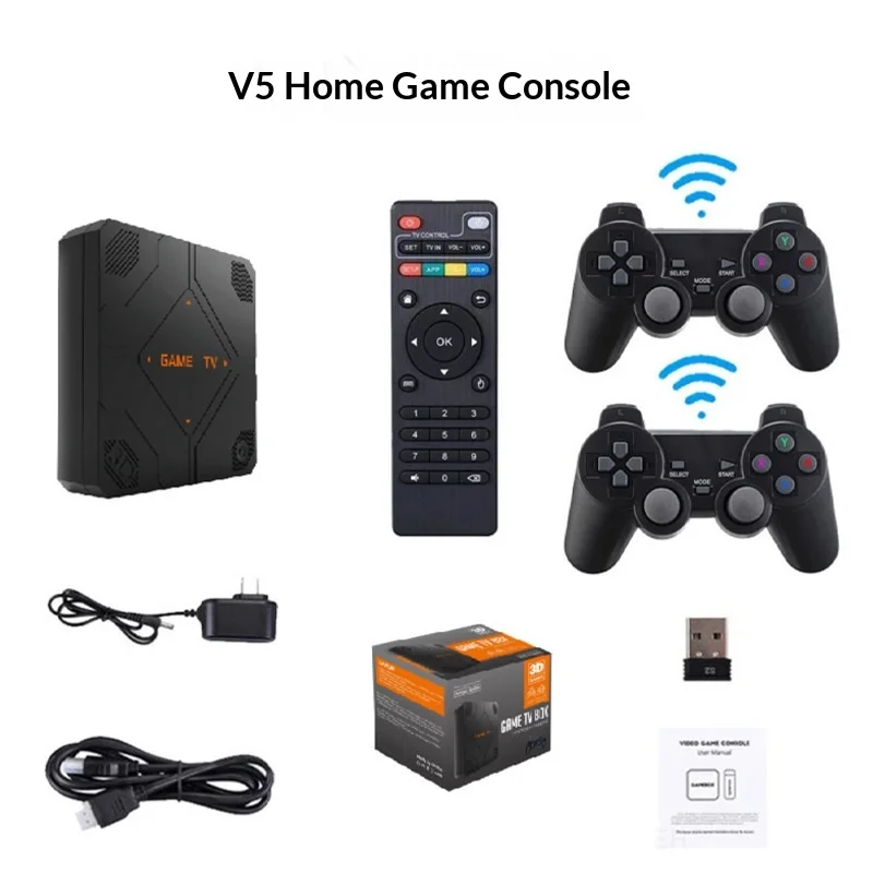 

Ampown V5 Retro Game Console Dual System Hd Tv Arcade Support Ps1 Psp 29+ Languages Dual Wireless Controllers Home Gaming Device