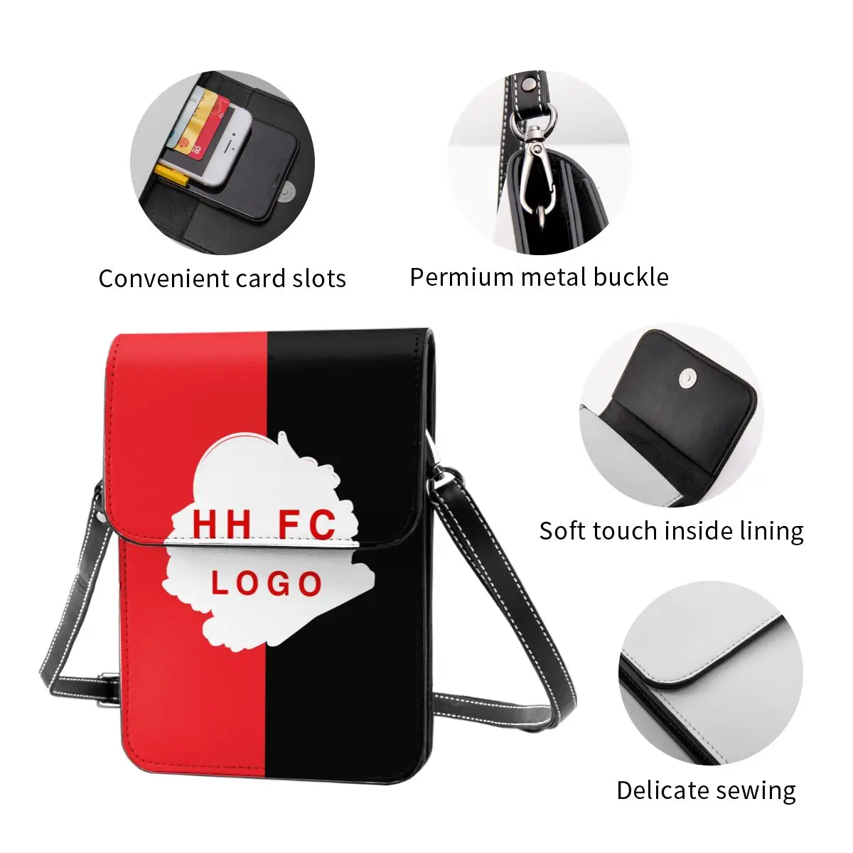 Hapoel Haifa FC Cell Phone Purse Wallet Handbag Crossbody Bag Shoulder Bag with Adjustable Strap