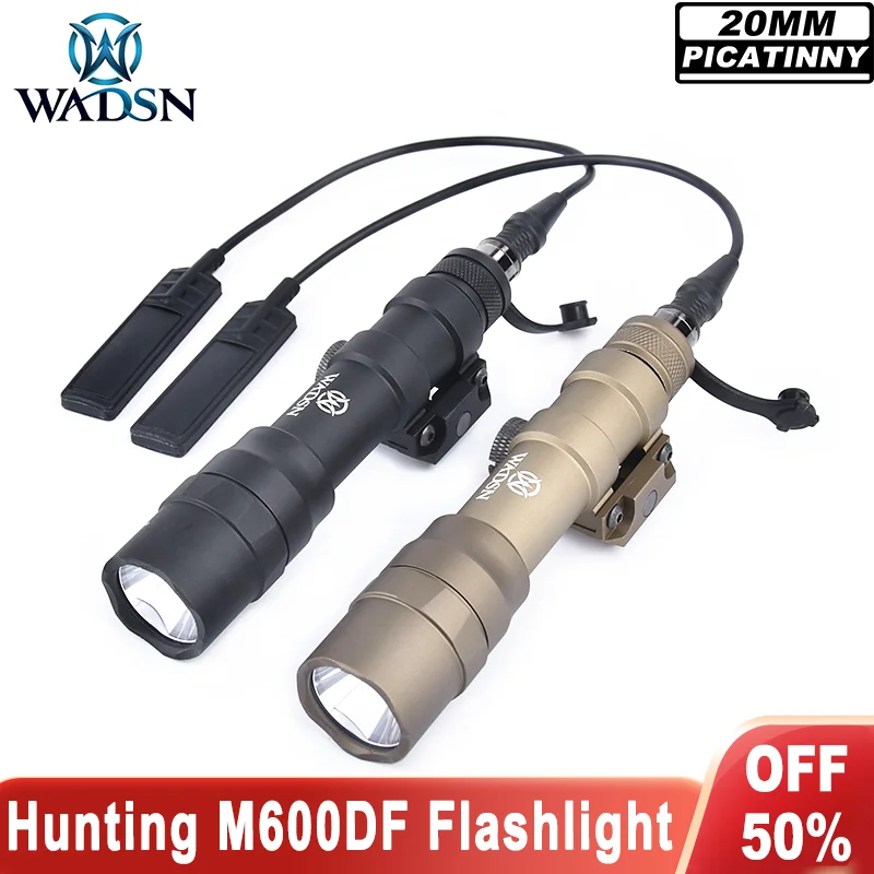 

WADSN SF M600 M600DF Tactical Flashlight 1400 High lumens White LED Lamp Scout Light Fit 20MM Picatinny Rail Airsoft Accessories