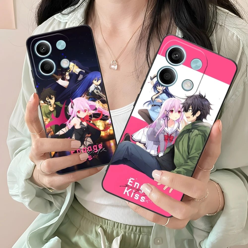 Anime Engage Kiss Mobile Cell Phone Case for Xiaomi Redmi Note 13 12 11 10 9 8 7 6 S A Pro Lite Plus 5G Black Phone Cover Shell