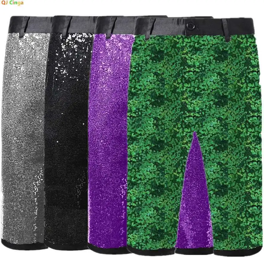 Lässige Herren-Shorts für den Sommer, glitzernde Fünf-Punkt-Hose, geeignet für Bars oder Nachtclubs, erhältlich in Grün, Lila, Segel, Blau