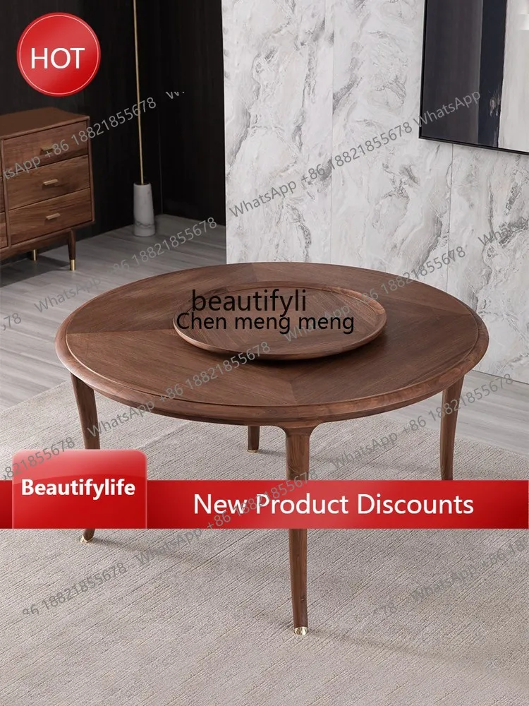 

North American Black Walnut Solid Wood Round Table and Chair Dining Table Italian Nordic