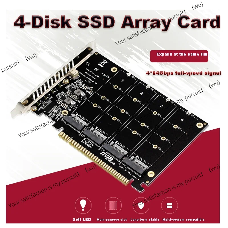 

High-speed four-channel M.2 NVME PCIE 3.0 4.0 transmission protocol expansion card 4x32Gbps PCIE RAID support 2230 2242 2260 228