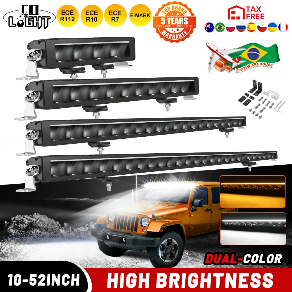 

CO LIGHT 52 inch LED Light Bar Single Row Spot Flood Combo Beam Slim Driving Light DRL for Truck Off-Road Car ATV UTV Marine 12V