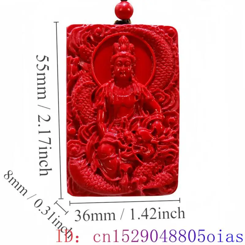 Cinnabar Guanyin Pendant Gift Luxury Gemstone Talismans Jewelry Red Stone Designer Energy Amulet Charm Vintage Gifts for Women