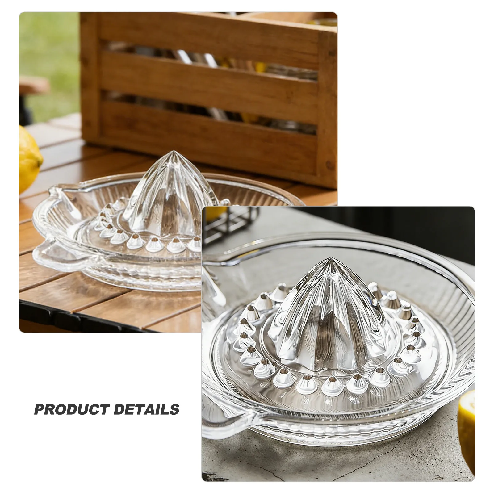 Handheld Glass Manual Juicer Fruit Squeezer with Handle Portable Citrus Lemon Orange Juice Press Easy Clean for Home Bar Camping