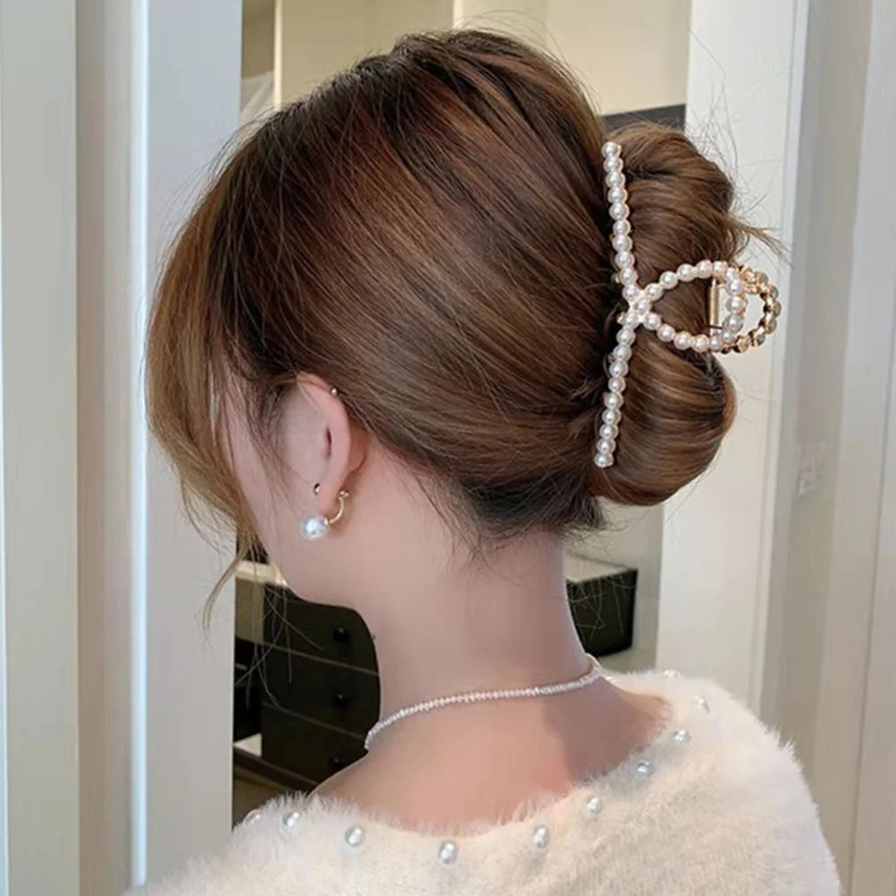 

2 Pcs Big Hairpin Pearl Clip Women's Accessories for Alloy Barrettes Claw Clips Thin