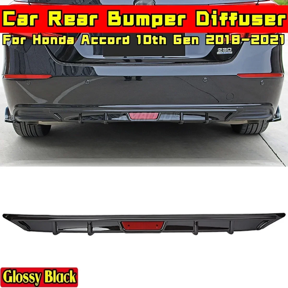 For Honda Accord 10th Gen 2018-2021 Body Kit Bumper Spoiler Carbon Fiber Look Sport Style Rear Bumper Splitter Car Accessories