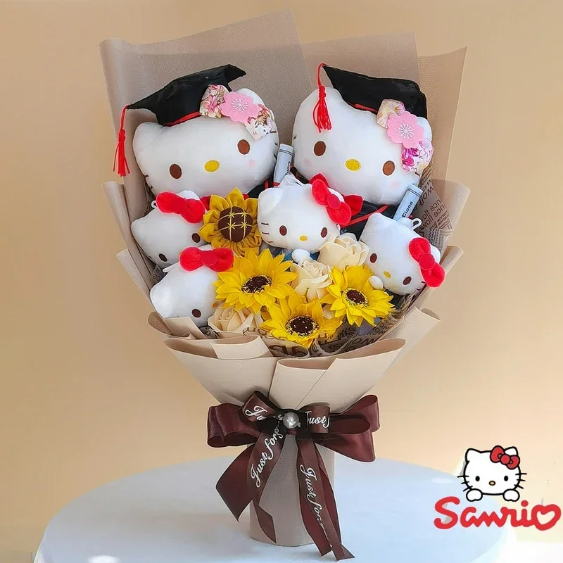 Sanrio Kawaii Hello Kitty Plush Toy Room Decor Plush Bouquet Soft Stuffed Dolls Valentine\'s Day Graduation Kawaii Birthday Gifts