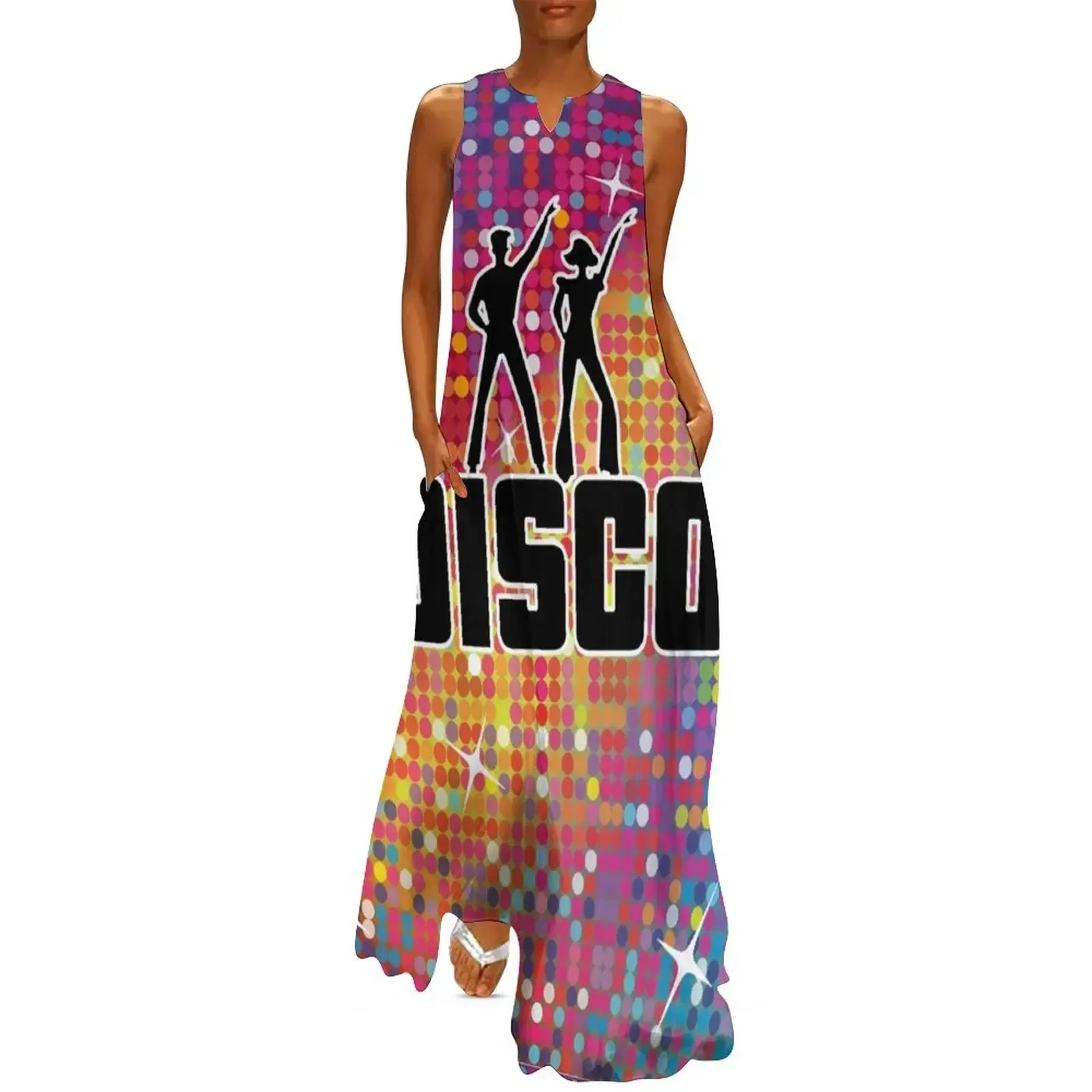 

Rainbow Sequin - Disco Ball Mosaics Glitter Pattern Long Dress Women's summer suit Dress