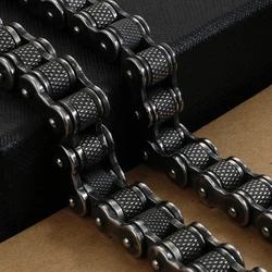 Retro Heavy Brush Stainless Steel Motorcycle Chain Bracelet 11/13MM Wide Mens Women Bike Biker Bracelets Hip-Hop Jewelry 19-23cm