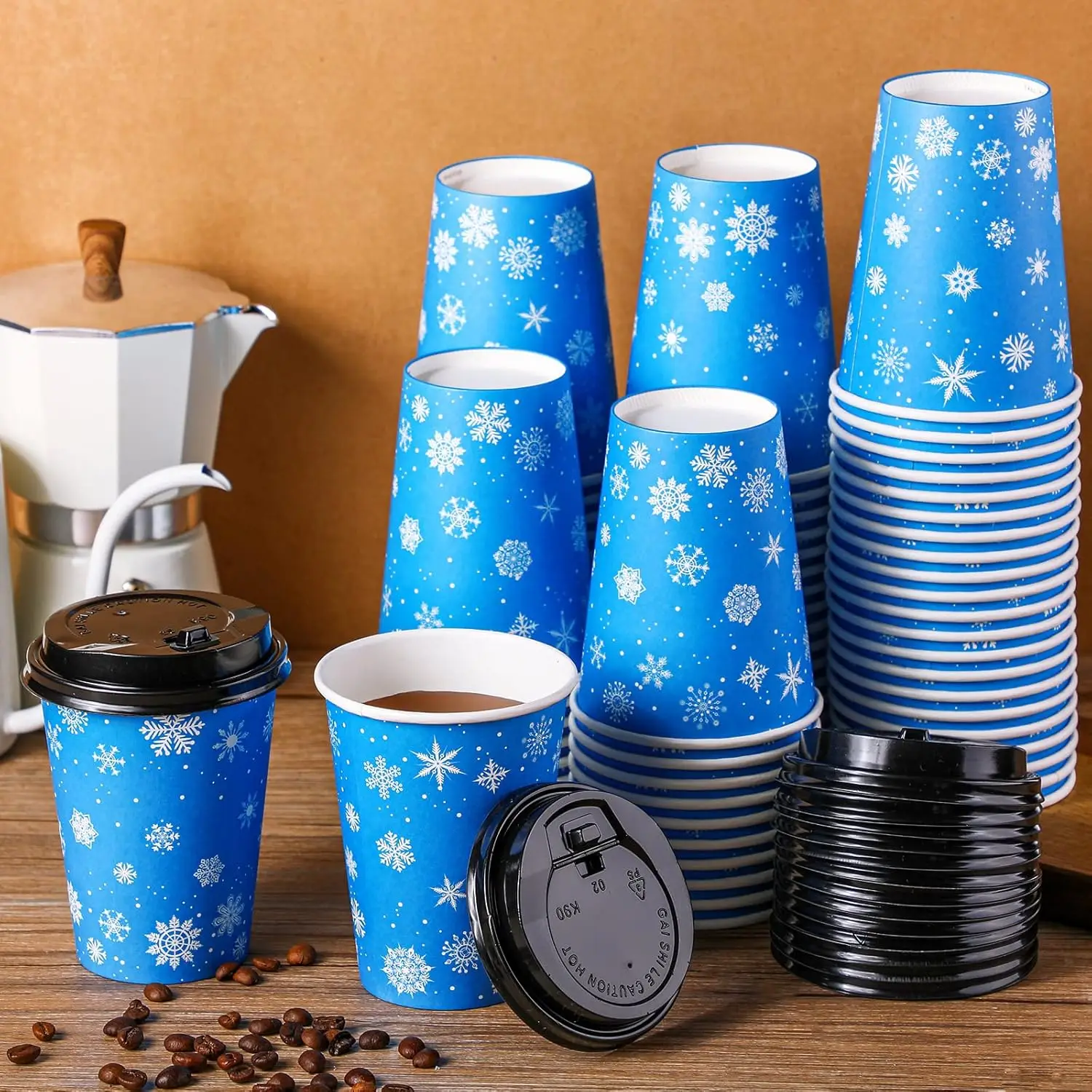 

100 Set Disposable Coffee Cups with Lids 12 oz Disposable Dessert Cups for Hot and Cold to Go Paper Coffee Beverage for