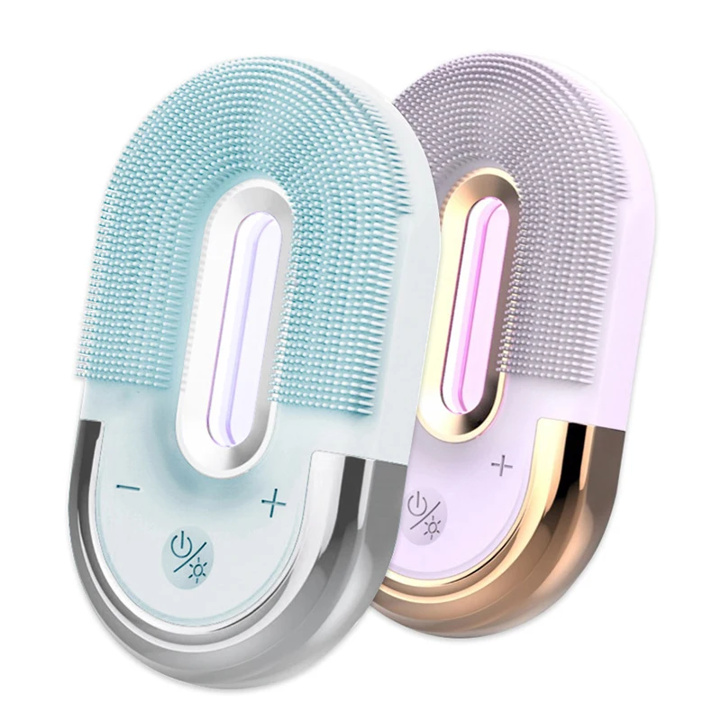 Face Cleaning Brush Ultrasonic Cleaner Electric IPX-7 Vibration Massager Wireless Charger Case Facial Silicone Cleansing Brush