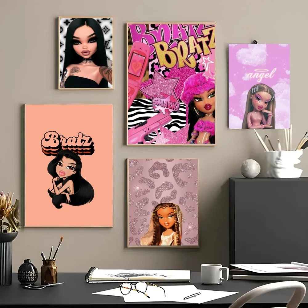 1PC Bratz Doll Poster autoadesivo Art adesivo di carta impermeabile Coffee House Bar Room Wall Decor