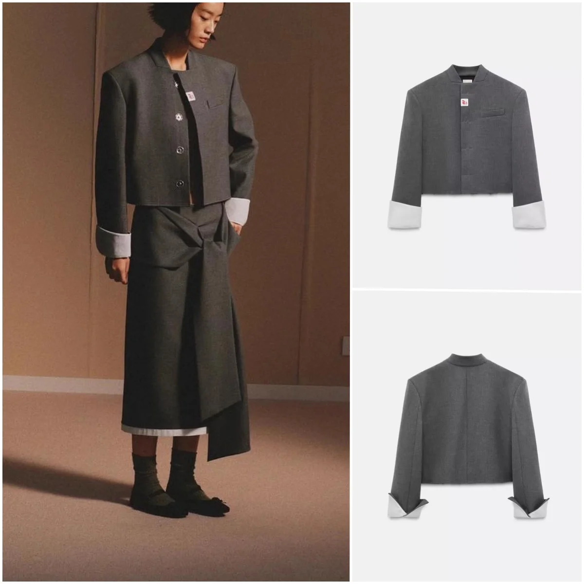 

Spring New Arrival Women's Faion ort Outerwear Long Sve Stand Collar Color Blo Design Commute Sle Polyester Fiber