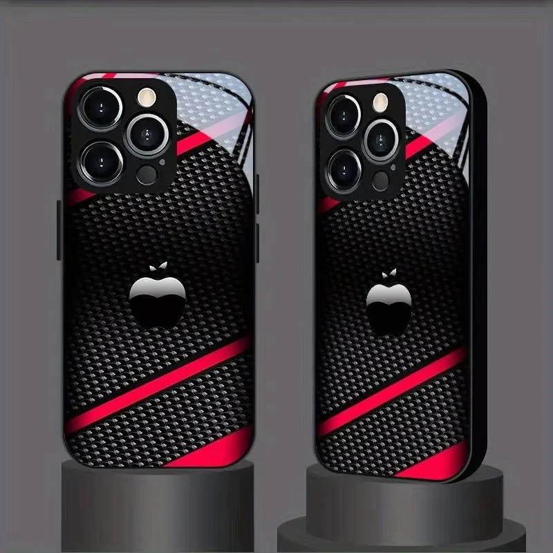 Czarne etui na telefon z włókna węglowego z wzorem Apple na iPhone 17 16 15 14 Pro Max 13 12 11 16E 17Air 7 8 Plus XR XS X Cover — zdjęcie produktu 3