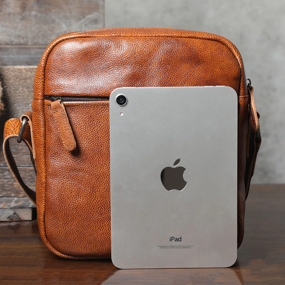 Vintage Echtleder Herren-Umhängetaschen Handgefertigte Crossbody-Messenger-Taschen für Männer Handy & Schlüssel – Detail 16