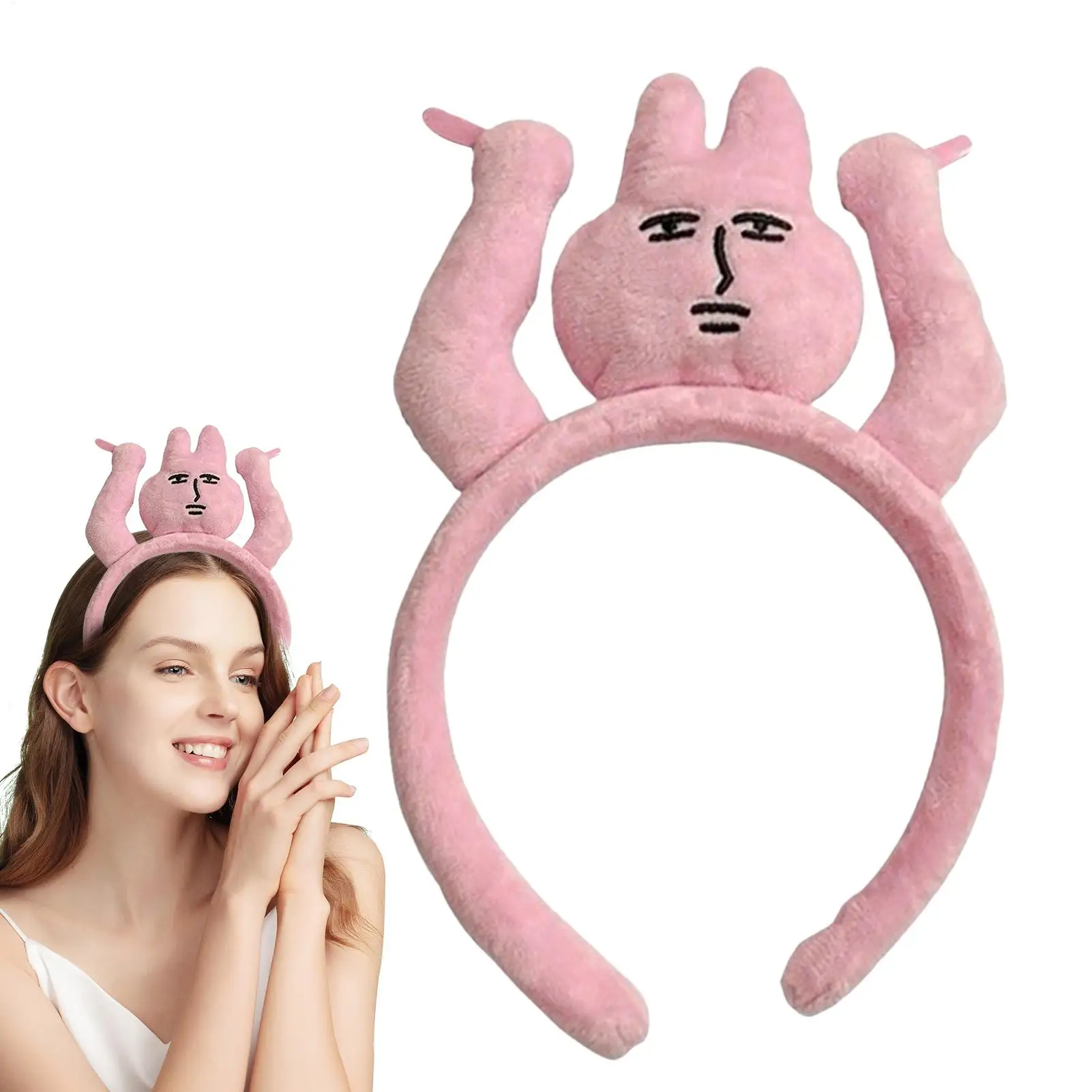 Rabbit grabbing hair headband Stuffed Animal Hair Clip Grabs cartoon headwear Plush toy Costume Accessory for Women Girls