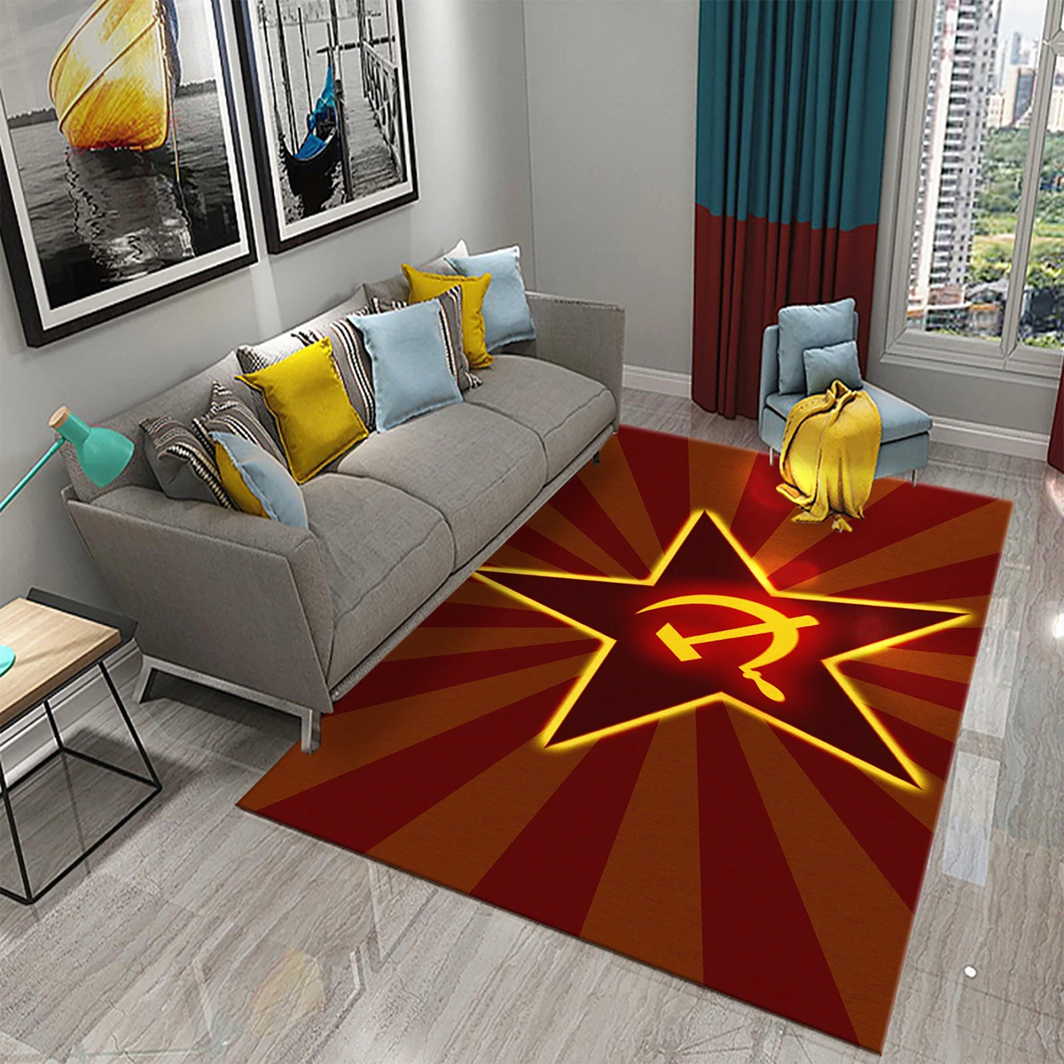 CCCP Carpet Bath Non-Slip Carpet Soviet Union Hammer Sickle Red Star Communism Mat Welcome Doormat Living Room Bedroom Decor Rug