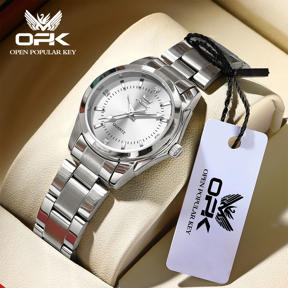 OPK 6002 Wristwatch for Women Fashion Trends Stainless steel Strap Waterproof  Full Silvery Watches