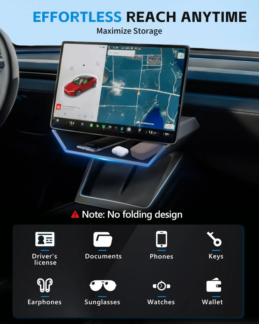 Cyber Style Under Screen Storage Organizer For Tesla Model Y Juniper 2025-2026 & Model 3 Highland 2024-2026 Center Console Tray