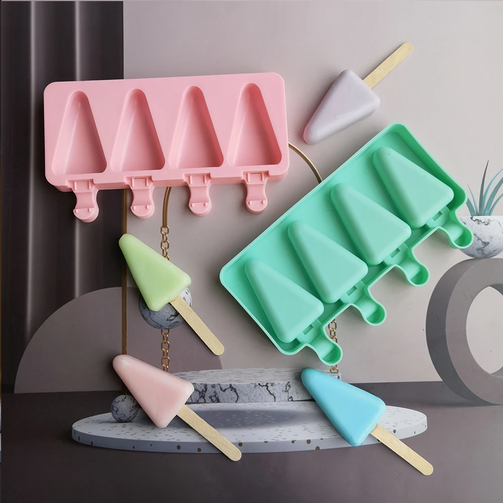 4 cell Ice Pop Popsicle Silicone Mold  Cream Mould Small Size Making Pastry Candy Jelly pudding Chocolate ice cream Tools