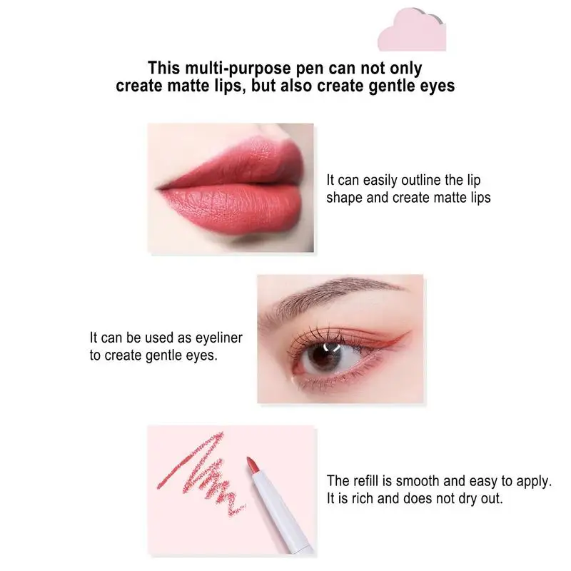 Retractable Lip Liner | Double-End Waterproof Lip Liners with Brushes | Lipstick Applying Tools Lip Brushes Non-Stick Lip 2 In 1