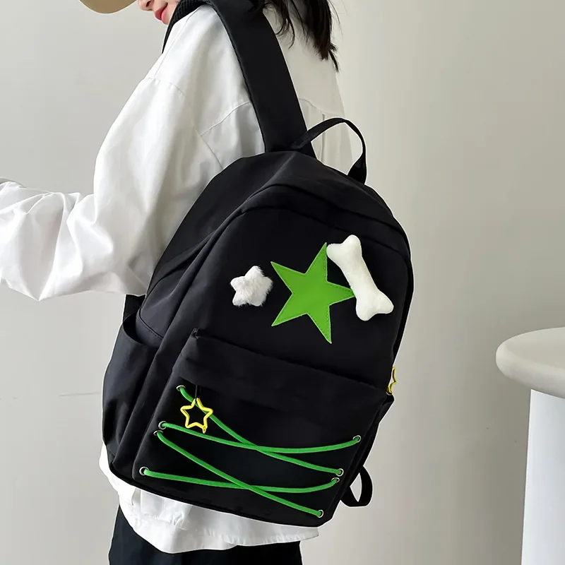 Korean Kawaii Sweet Girls Star Schoolbags High-capacity Y2k Streetwear Backpack All Match Vintage Preppy Backpacks Women Trendy