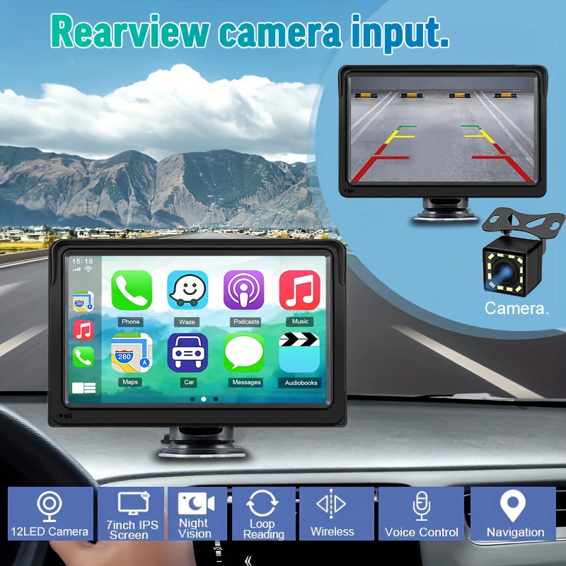 Ahoudy Universal 7inch Car Radio Multimedia Video Player Portable Wireless CarPlay Android Auto Touch Screen For BMW VW KIA