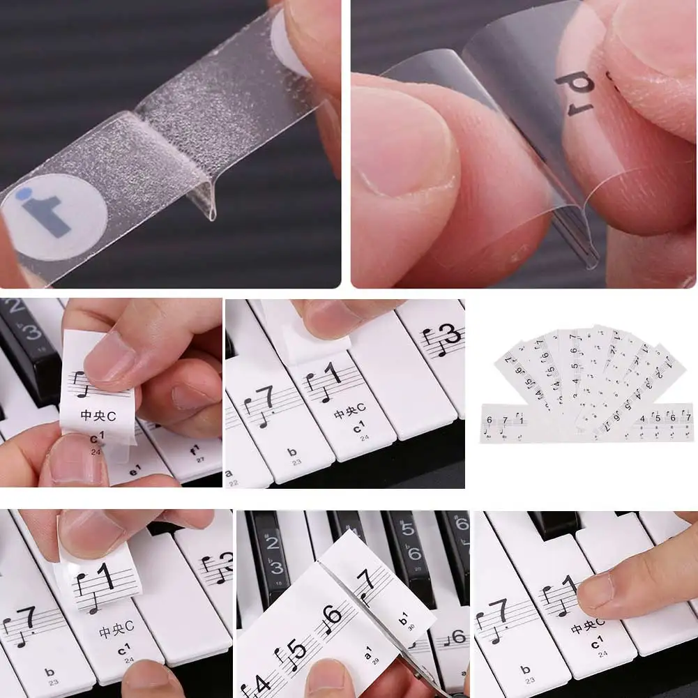 Transparent Piano Stickers Music Keyboard Key Note Labels 54 61 88 Keyboards