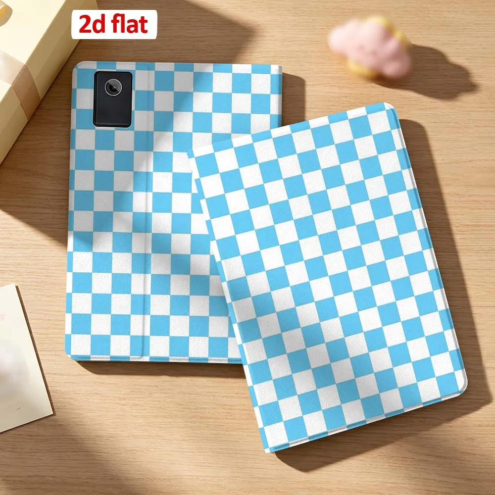 

Blue Fresh Checker Pattern Case For Lenovo Xiaoxin Pad 11 P11 P12 Gen 2 Pro Plus Idea Tab GT 5G Pen Tray Tablet