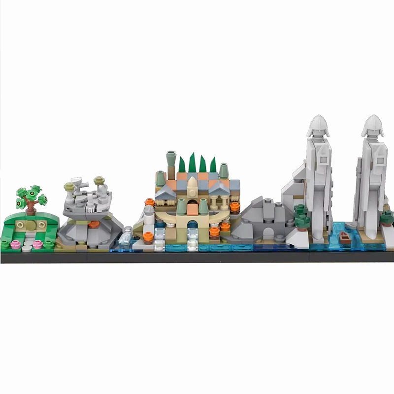 Bricklink Magic Castles Movie King of Ring Dark Tower City Skyline Architecture Sets Street View House Building Blocks Toys Gift