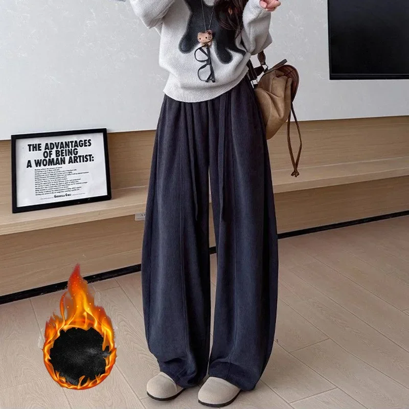 Winter-Jogginghose für Mädchen aus dünnem Fleece, modische, warme Plüsch-Freizeithose für Damen, hohe Taille, thermische Sweatpants für Mädchen – Detail 4
