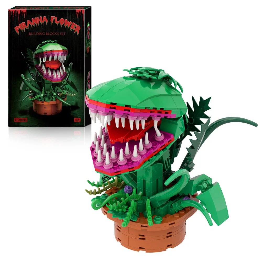 

342PCS Creative Expert MOC Potted Plant Cannibal Flowers Building Block Chomper Horrors Flower Model Bricks Assemble Toys Gift
