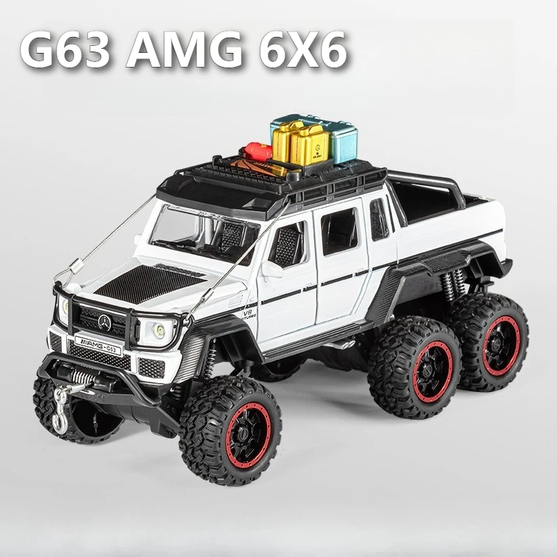 

1:24 G63 AMG 6X6 SUV Off-road car Simulation Diecast Car Metal Alloy Model Car Children's Sound Light toys collection gifts