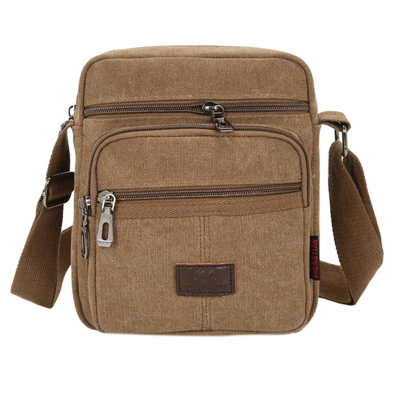 Retro Men Travel Flap Bag Male Solid Color Casual Crossbody Bag Canvas School Zipper Shoulder Bag