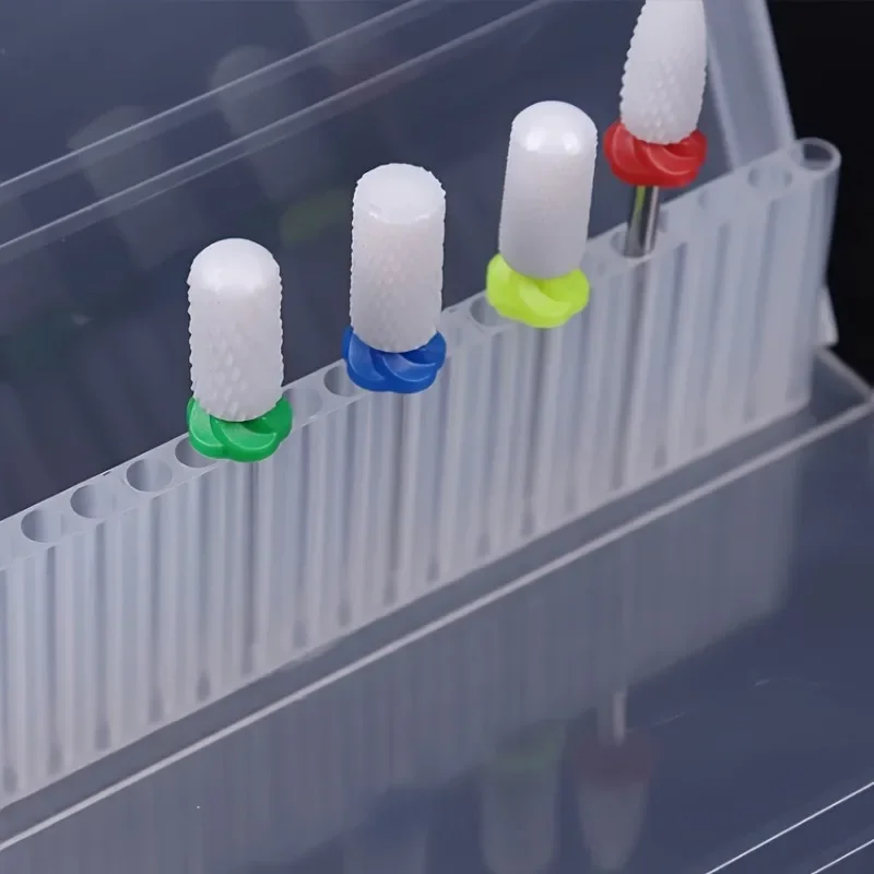 2pcs Clear Acrylic Nail Drill Bit Holder, 20-Hole Manicure Tool Organizer, Unscented Plastic Display Case for Electric Nail