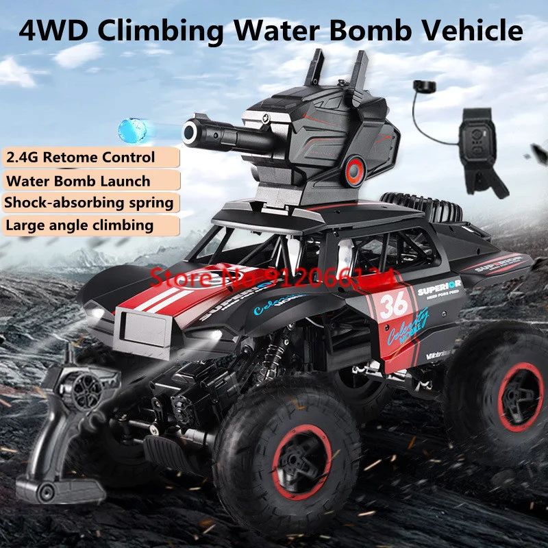 

1:12 Watch Sensing Smart RC Car 2.4G Water Bomb Launch 45° Climb Independent Shock Absorption All Terrain Remote Control Truck