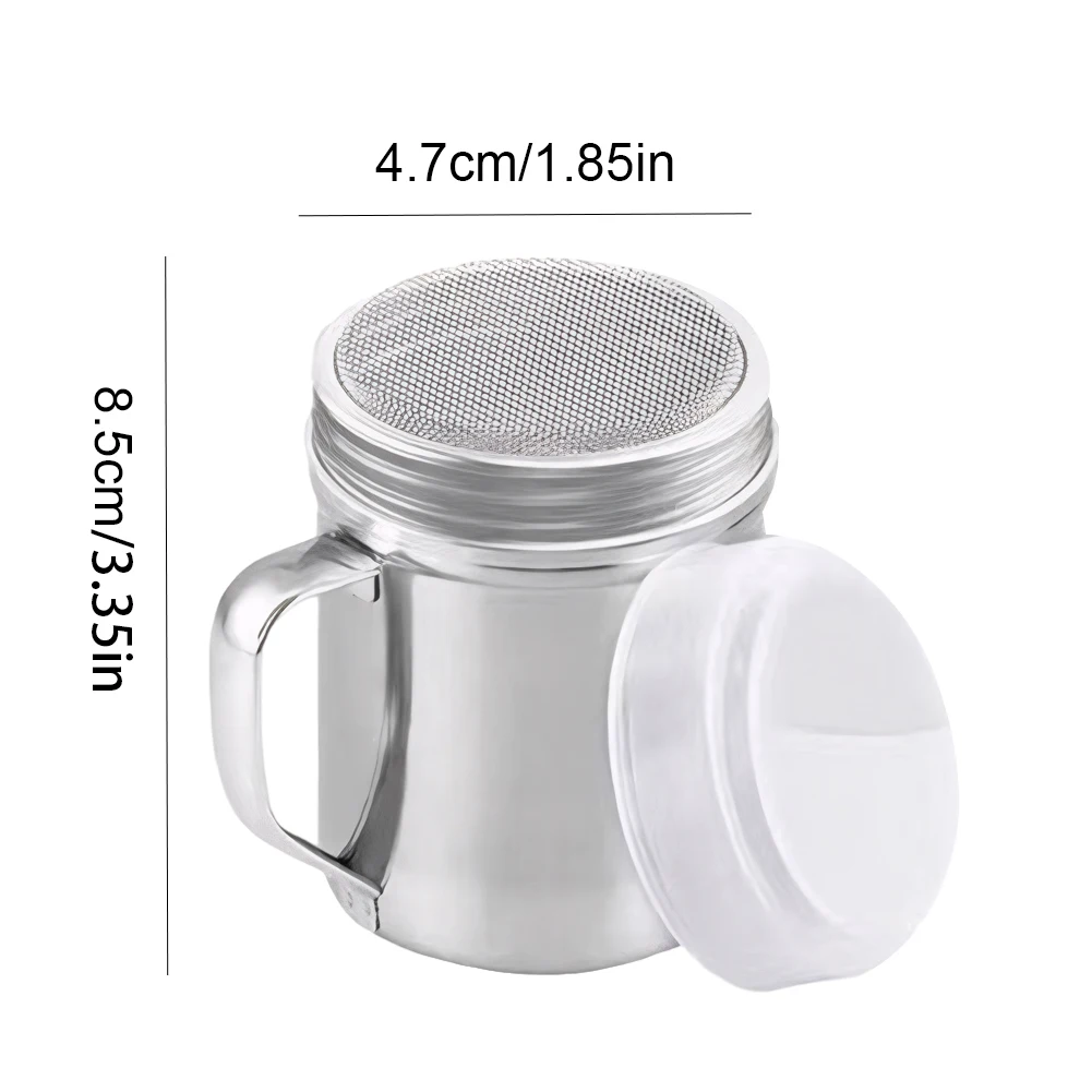 Dispenser Shaker Stainless Steel With Handle Flour Sifter Fine Mesh Cinnamon Shaker for Coffee Sugar Pepper Flour