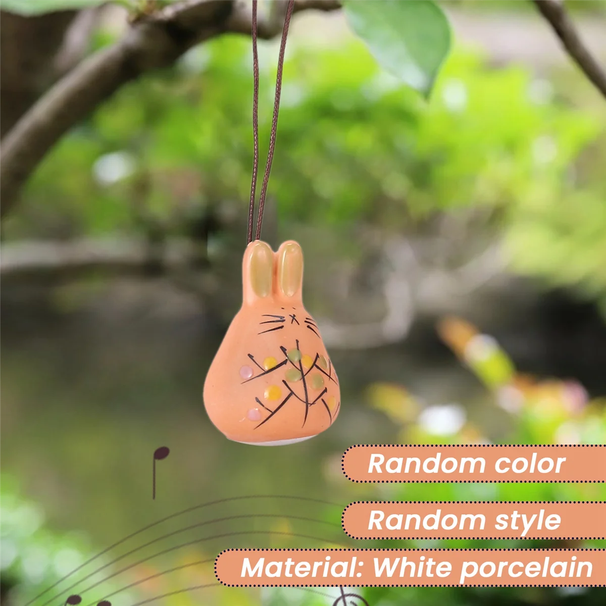 BVBV رائعة يدوية الصنع السيراميك الرياح الدقات مجوهرات لطيف أرنب الرياح جرس قلادة عيد الفصح هدية حديقة حديقة الديكور