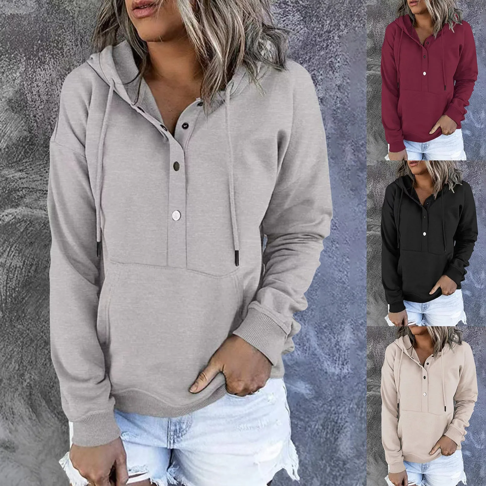 

Sweatshirt For Women Christmas Womens Casual Hoodies Fall Solid Long Women Hooded Womens Long Zip Sweatshirt Hoodie Sleeve