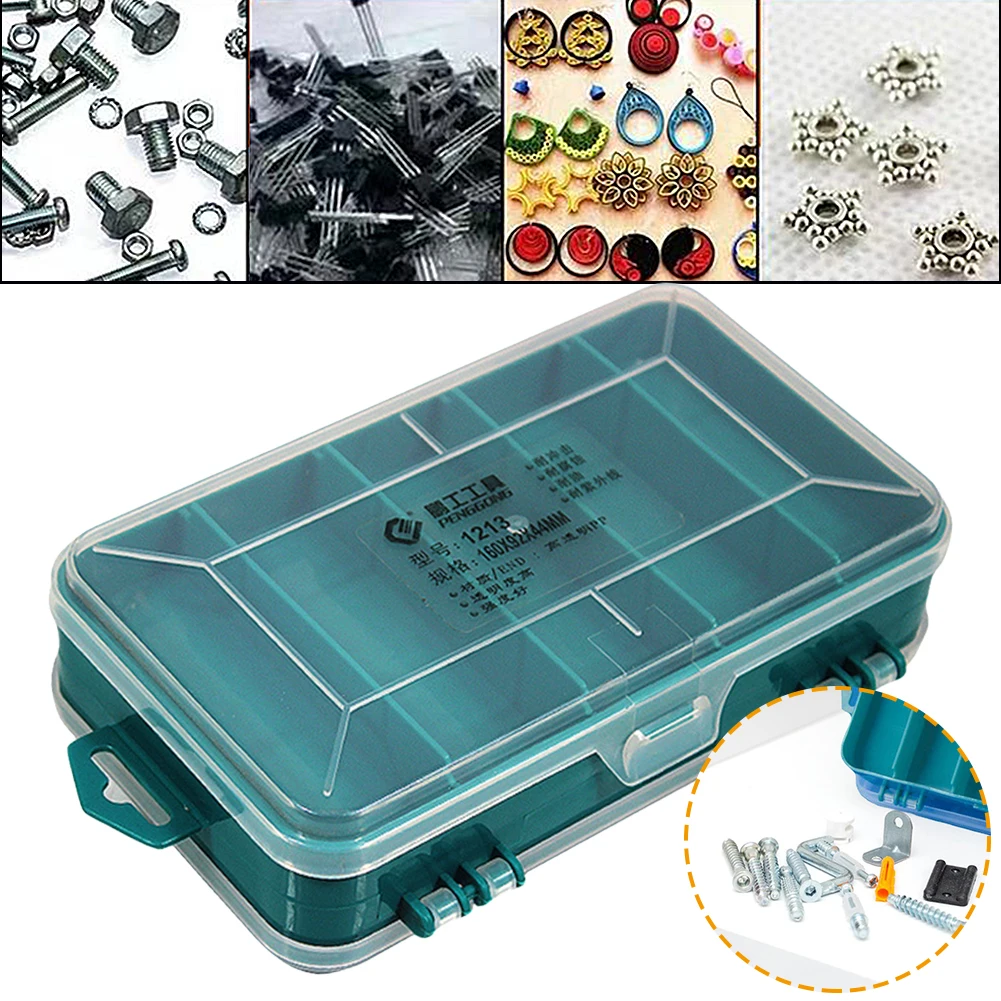 Double-Side Small Parts Storage Case Compartment Plastic Tools Box Organizer Rectangle Box Case for Electronic Parts Screw Beads