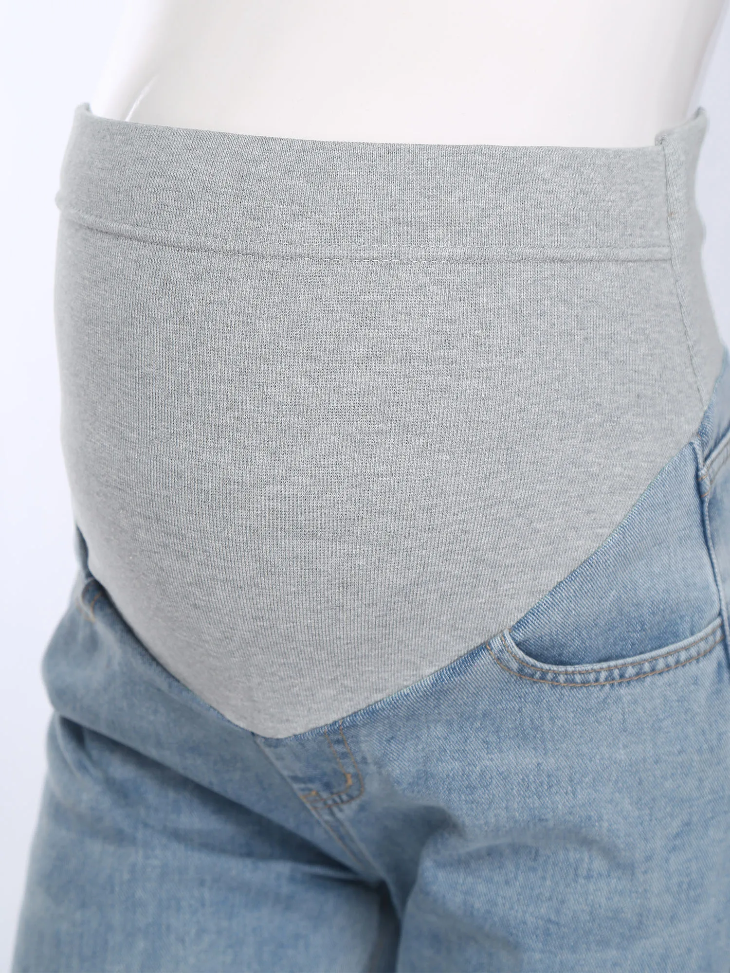 الأمومة الجينز النساء الحوامل الملابس عالية الخصر واسعة الساق الدنيم السراويل مع جيوب البطن دعم السراويل العمل لباس غير رسمي #4