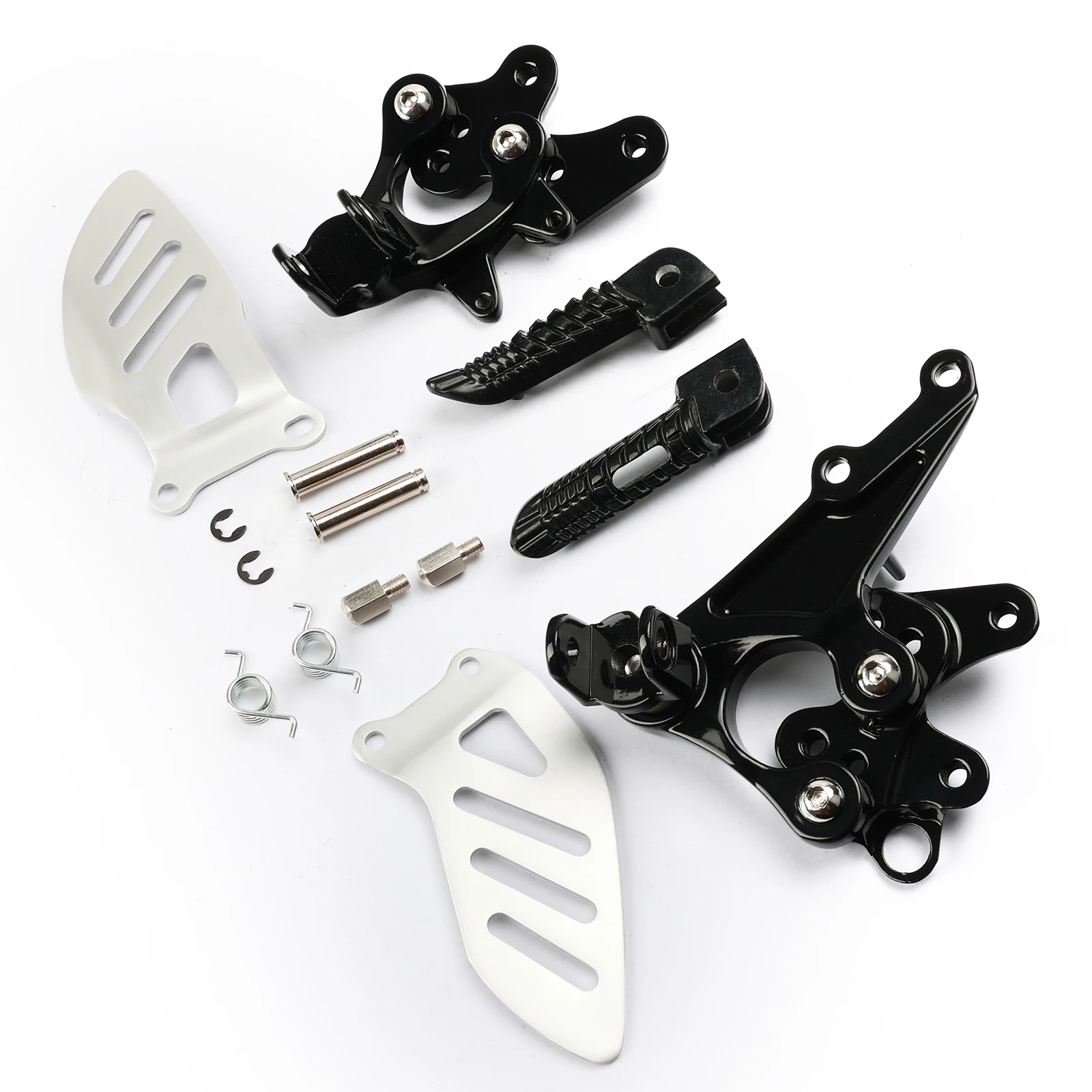 Black Front Rider Footrest Assembly For Suzuki GSXR1000 2009-2016 K9 K16 GSXR600 GSXR750 2011-2018 K11 K18 Aluminum Footpegs