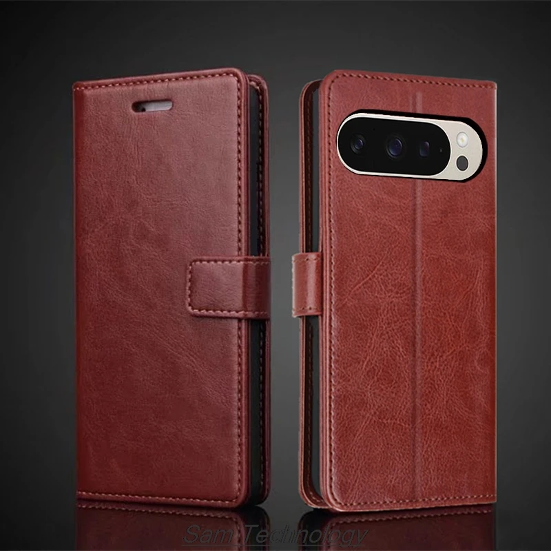 

Чехол-держатель для карт для Google Pixel 9/Pixel9 Pro, откидная крышка из искусственной кожи, чехол-бумажник в стиле ретро, чехол для телефона Business Capa Fundas Coque