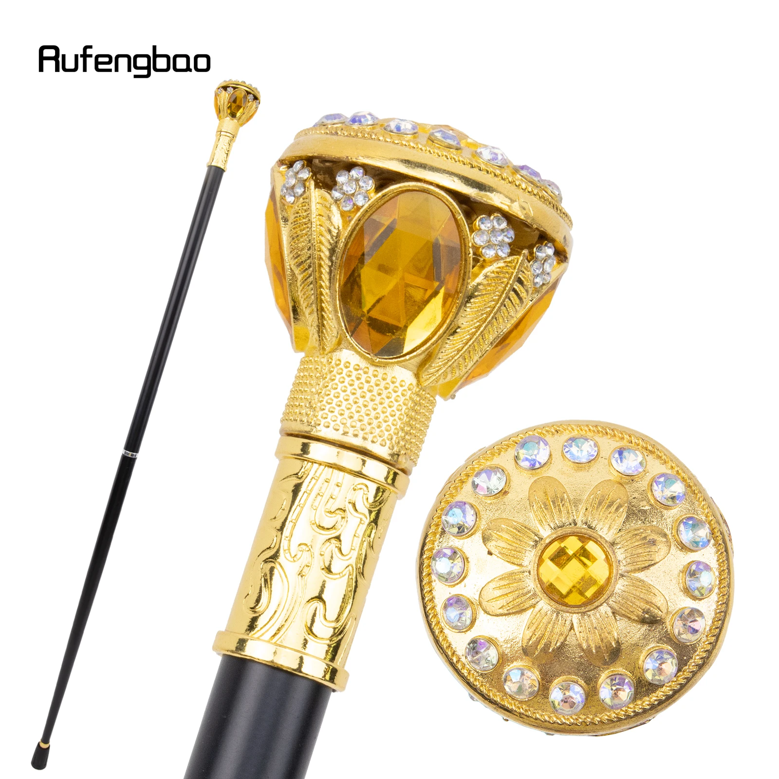 

Golden Artificial Diamond Walking Cane Fashion Decorative Walking Stick Gentleman Elegant Cosplay Cane Knob Crosier 94cm