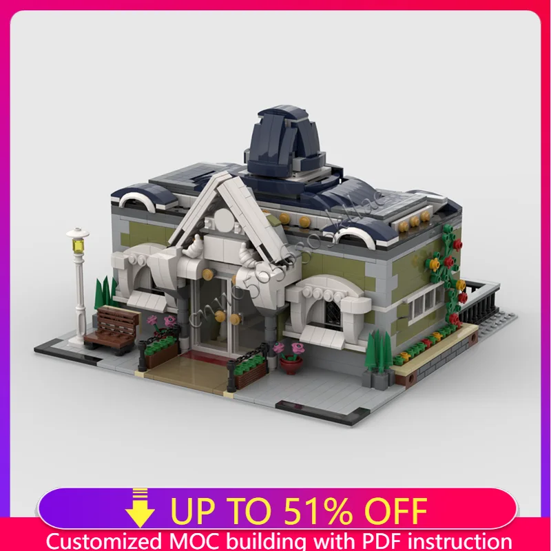 

1272 шт., хит продаж, изысканный модульный городской зал, строительные блоки, архитектурная модель, украшение для дисплея, игрушка для детей, сборка, подарок